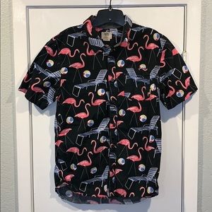Men’s Vans Hawaiian Shirt with Flamingos